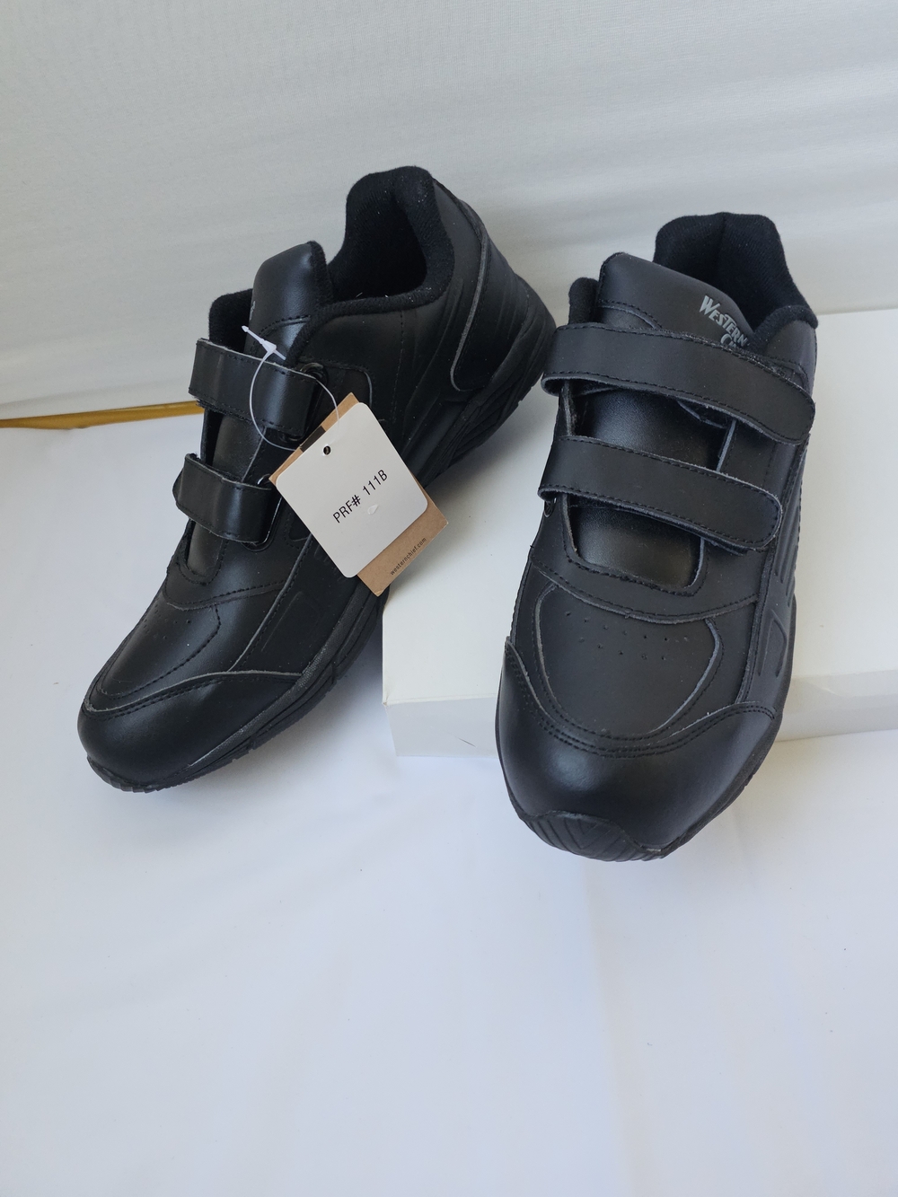Western Chief Men’s Black Leather Hook & Loop Sneakers Shoes - Size 12 NWT